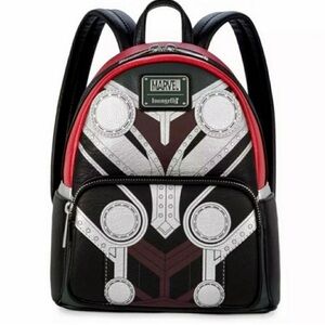 Thor Loungefly Marvel Black and Silver Backpack with Red Accents